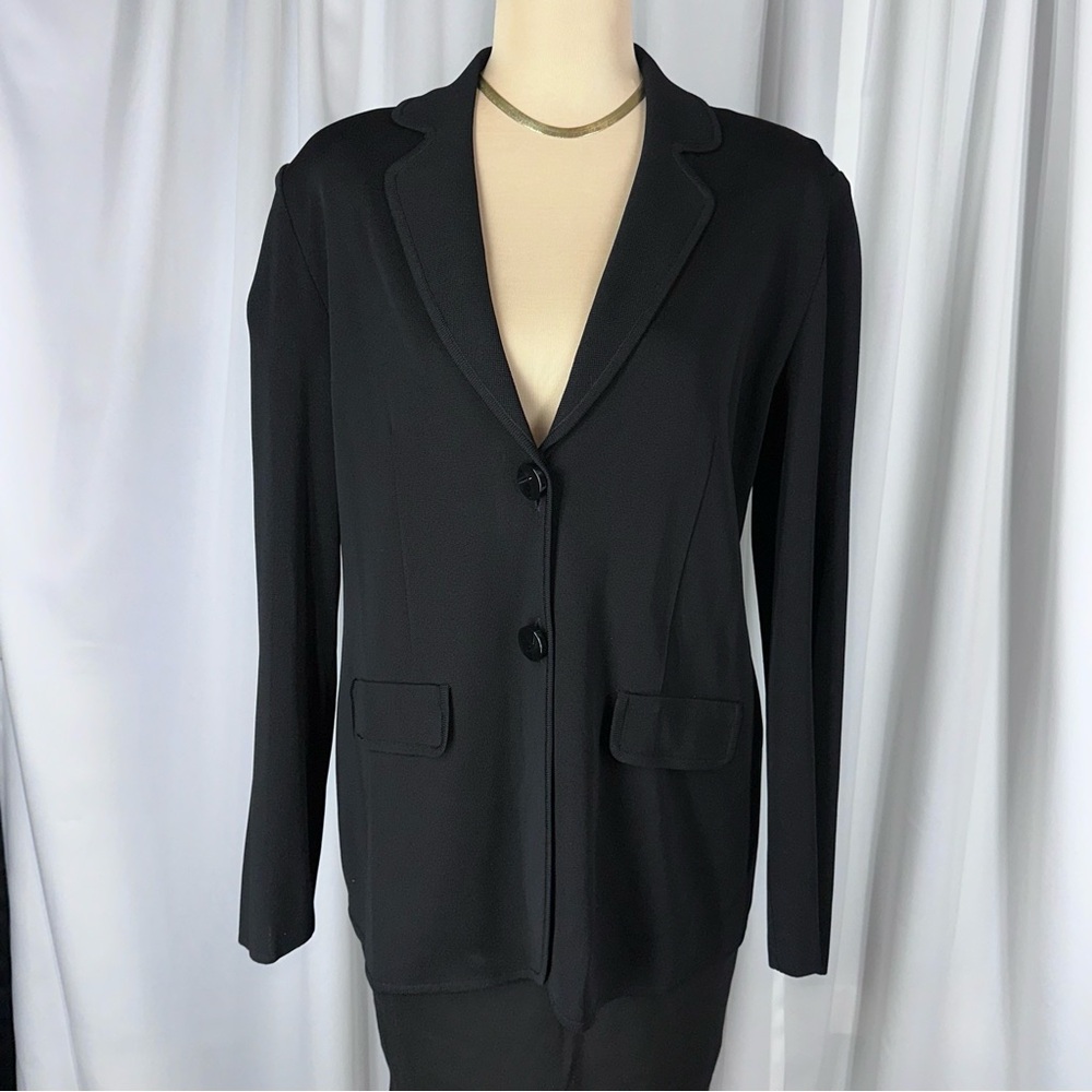 Vintage MISOOK Knit Blazer Jacket Sz S Black 2‎ Button Sophisticated Comfort